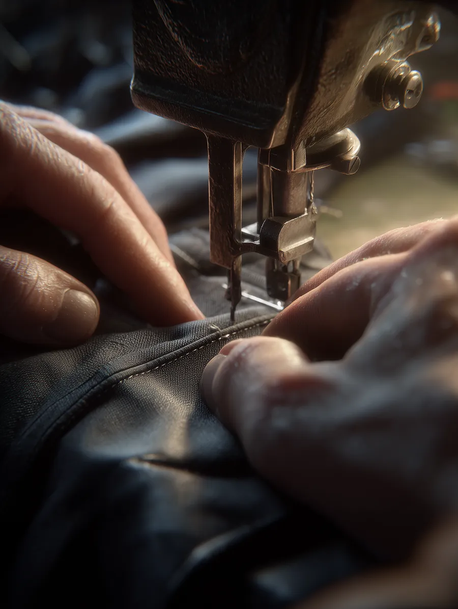 Nähen von Ledernaht